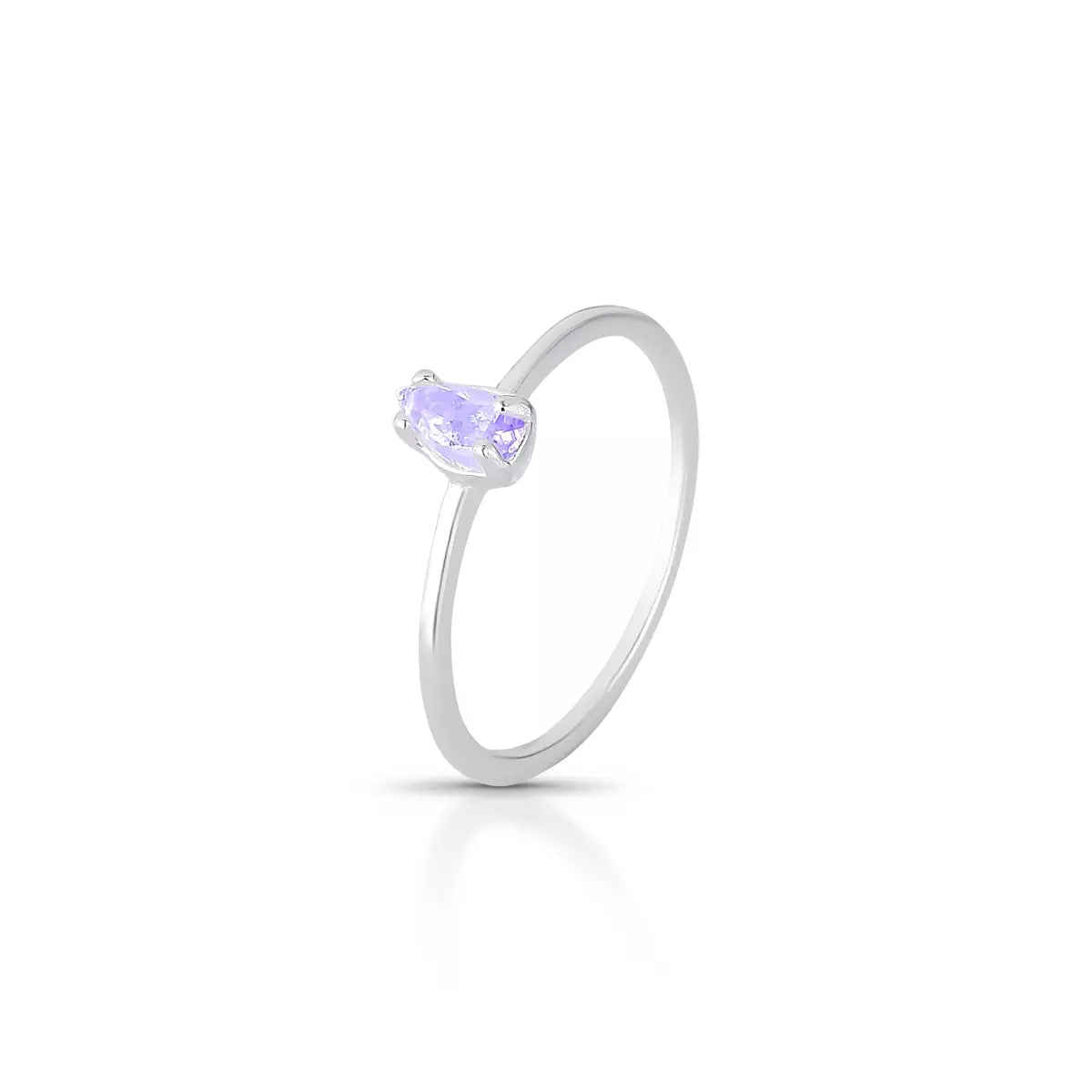 Lavender Drop Solitaire Silver Ring
