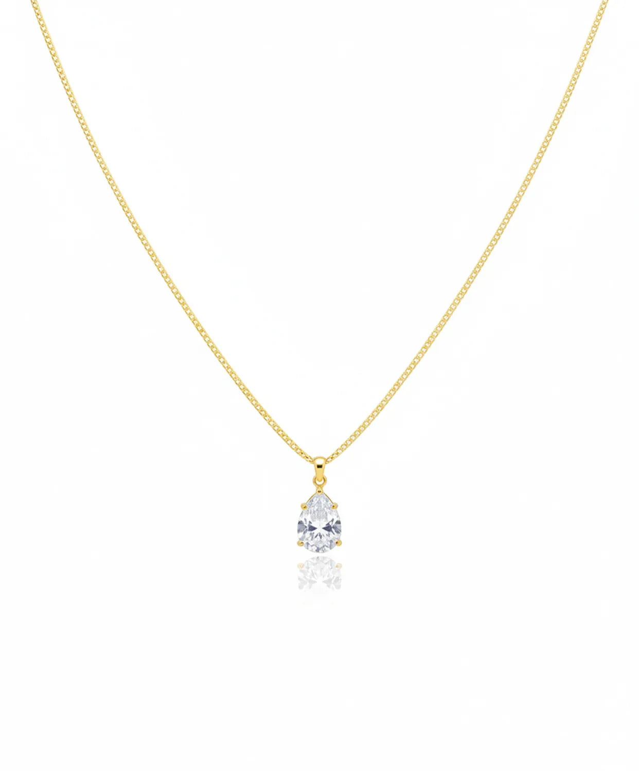 Drop Necklace 8mm Zirconia Crystal Plated in 18K Gold